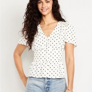 Old Navy Black and White Polka Dot Blouse